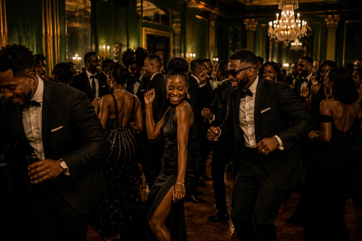 Black-tie guests on the gala dance floor