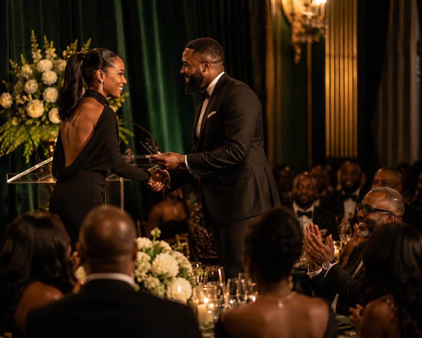 An award presentation moment at the SoleTies Gala